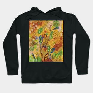 Colorful abstract spring flower explosion in yellow, blue, purple, green, magenta Hoodie